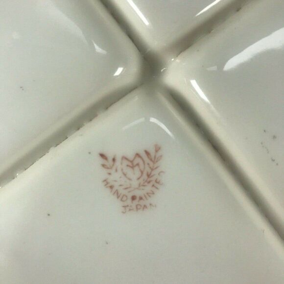 Moriyama Hand Painted 4 Section Divided Serving Bowl Dish Japan Poppies Floral - Picture 9 of 11